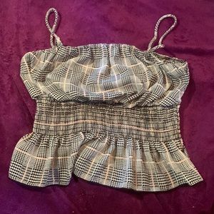 Papaya Spaghetti strap blouse, pink and black checkered pattern